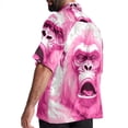 thumbnail image 3 of Pink Monkey Gorilla Men's Short Sleeve Casual Printed Button Down Beach Shirt - Summer Unisex Top, 3 of 6