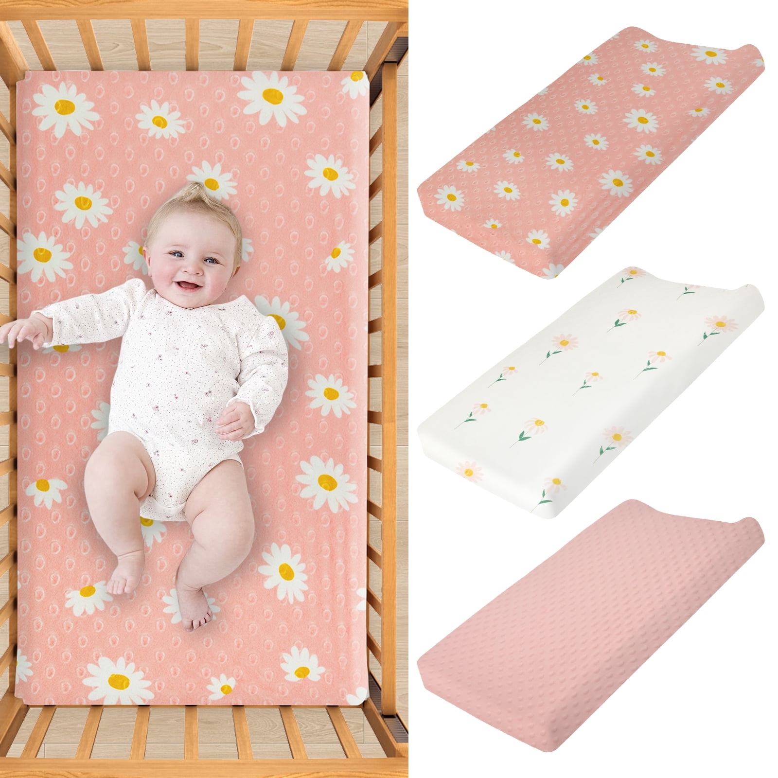 Baby Diaper Pad Cover Comfortable Pretty Changing Table Sheet Set Soft Flexible Baby Changing Pad Cover Kit for Little Girls