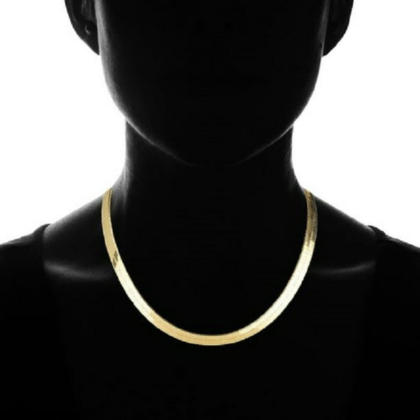 megadealzzz - 14k Gold Plated Flat Herringbone Chain Necklace - Walmart