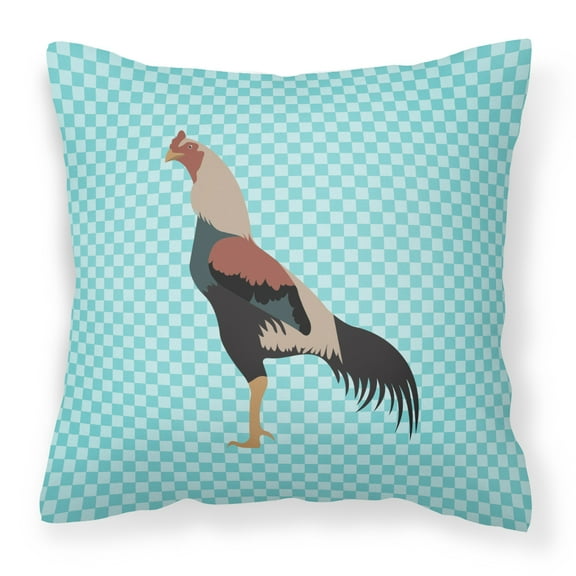 Carolines Treasures BB8012PW1414 Kulang Chicken Blue Check Fabric Decorative Pillow, 14 x 14 in.