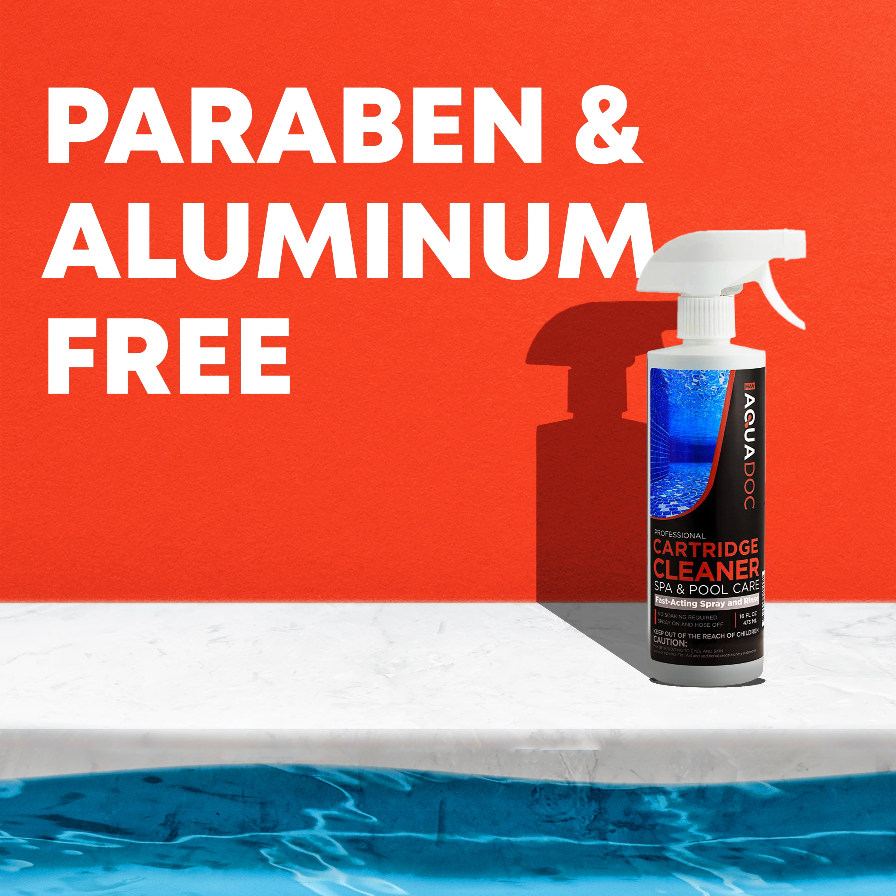 Pool Cartridge Filter Cleaner Spray - Hot Tub & Pool Filter Cleaner For Spa - AquaDoc - 16oz