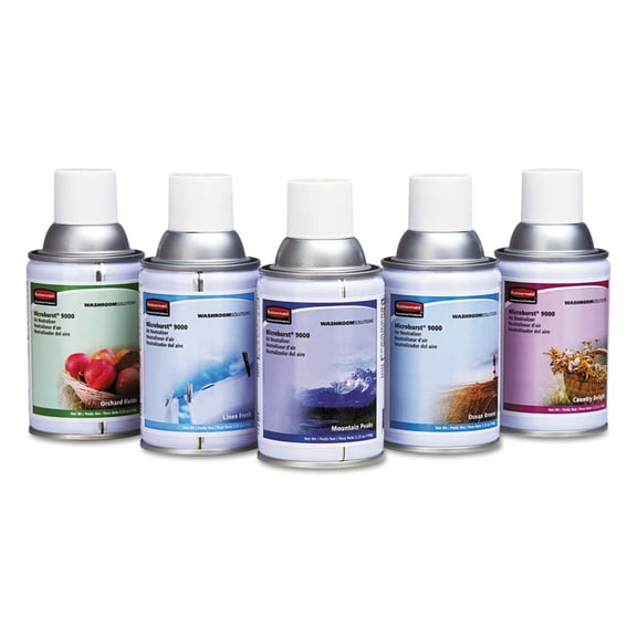 Rubbermaid Commercial Microburst 9000 Air Freshener Refill, Orchard Fields, 5.3 oz Aerosol, 4/Carton -TEC4012451