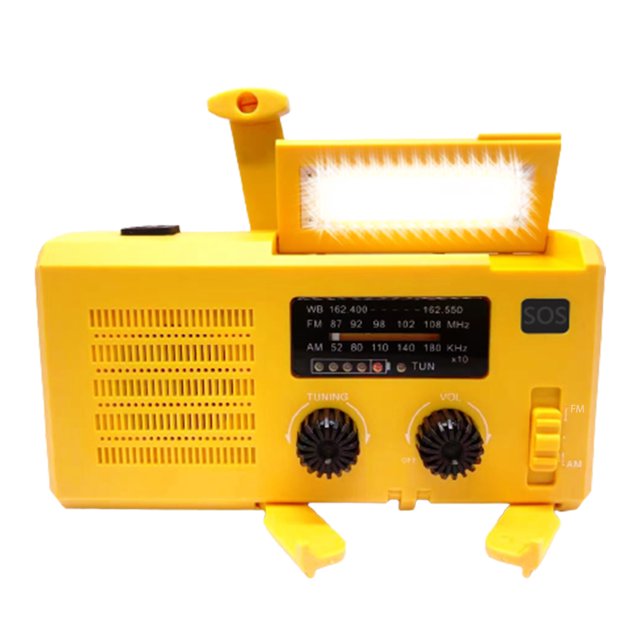 USB AM/FM Radios Banco de energía Solar Manivela Radio de cuerda de emergencia (Amarillo UE)