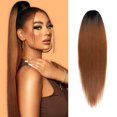 thumbnail image 1 of YBQF Ponytail Extension Straight 28 Inch Long Drawstring Ponytail for Black Women Natural Clip in Hair Extension Fake Ponytail Synthetic Hair Piece (28 Inch, OT1B/27/30), 1 of 5