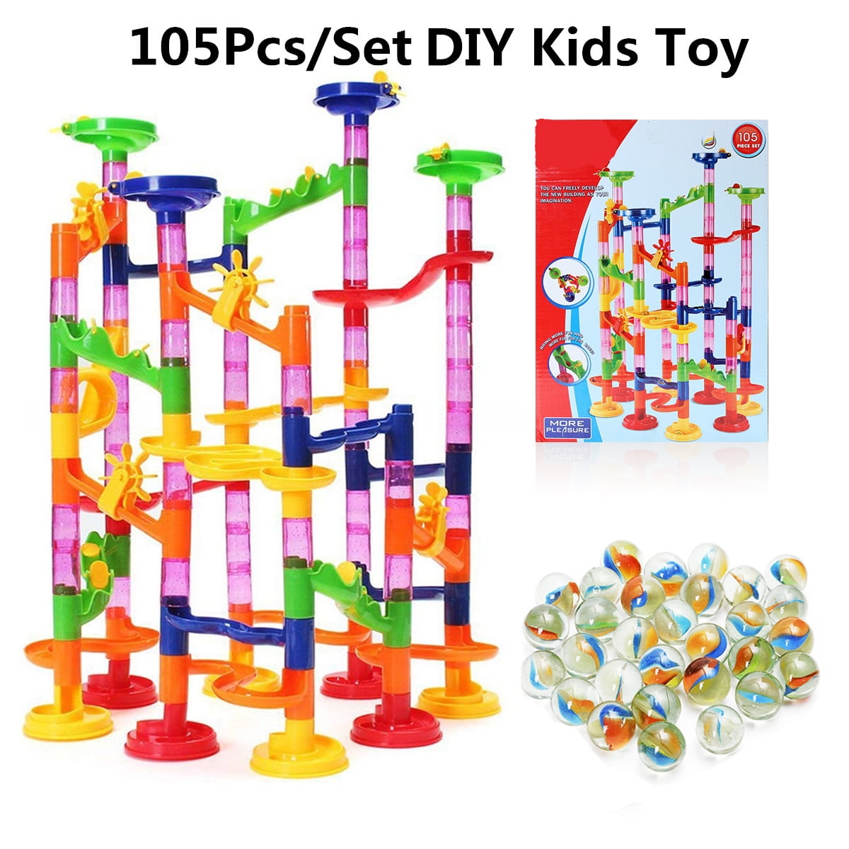 105pcs Kids Deluxe Marble Run Race Game Play Toys Colorful Fun Present Gift Set 