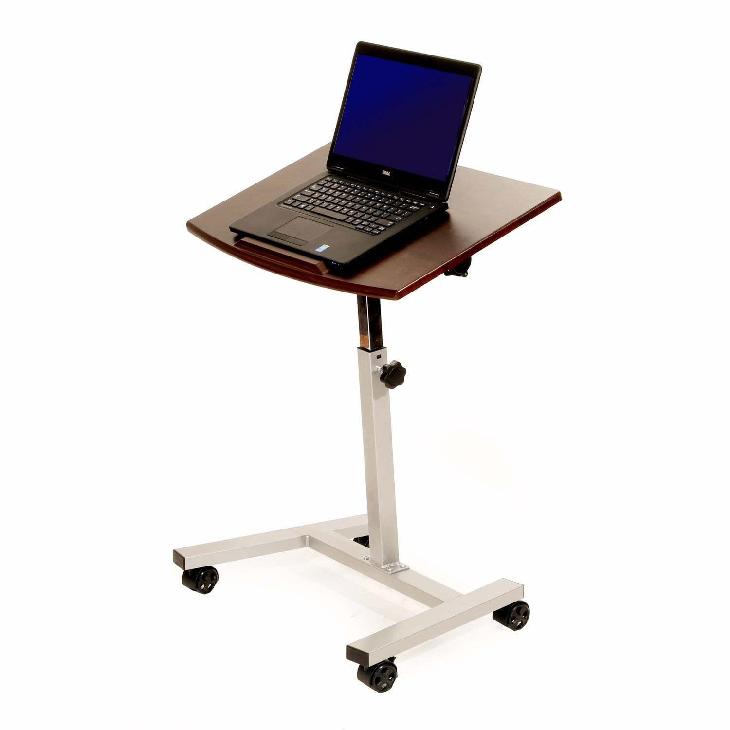 Tilting Mobile Laptop Desk Cart Walnut Walmart Com