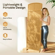 Jostyle 6ft Tall Room Divider with Hand-Woven Design, 4-Panel Folding Privacy Screen Freestanding Nature