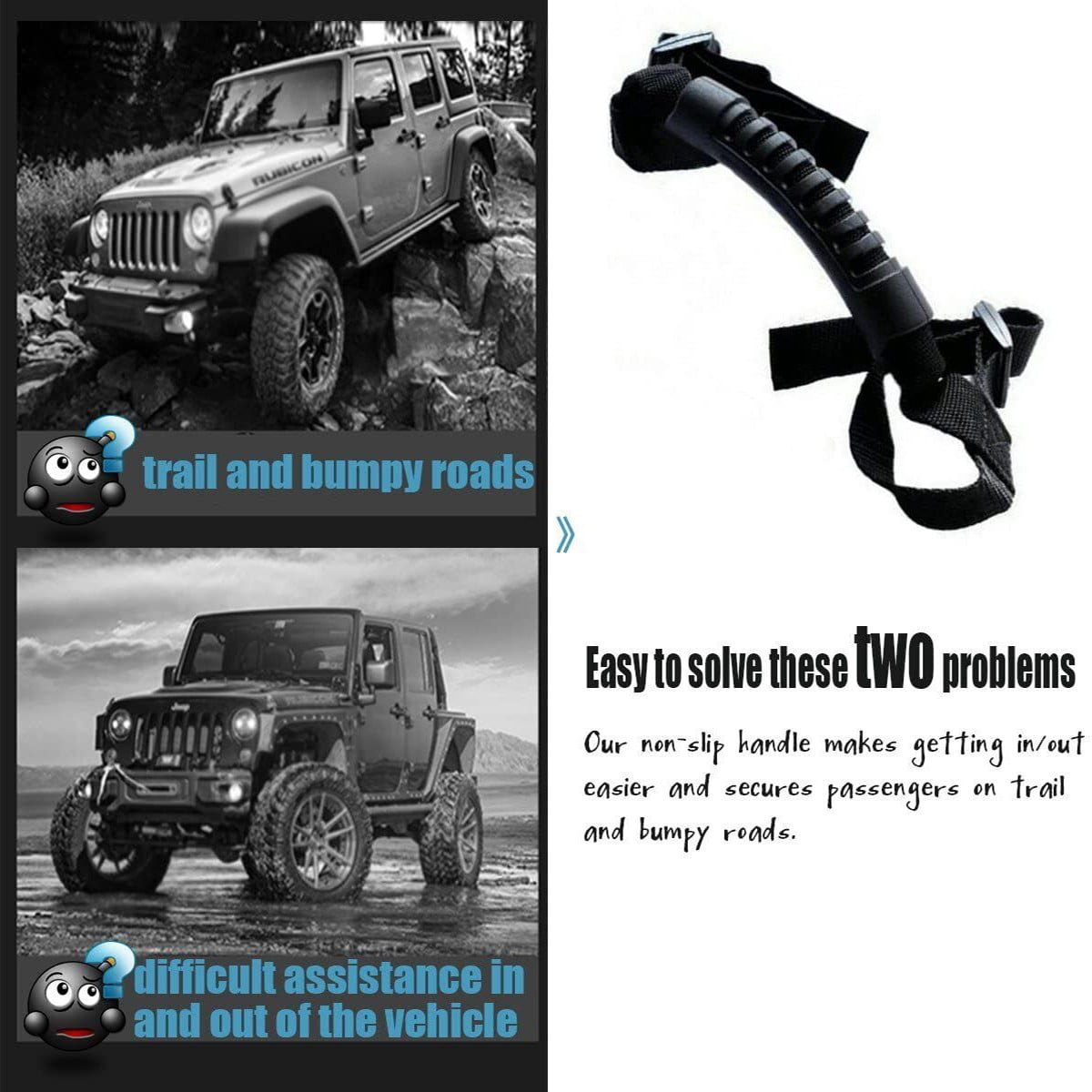 For Jeep Wrangler JK JL 1987-2023 Accessories 4 Pcs Grab Handles Grip Handle New