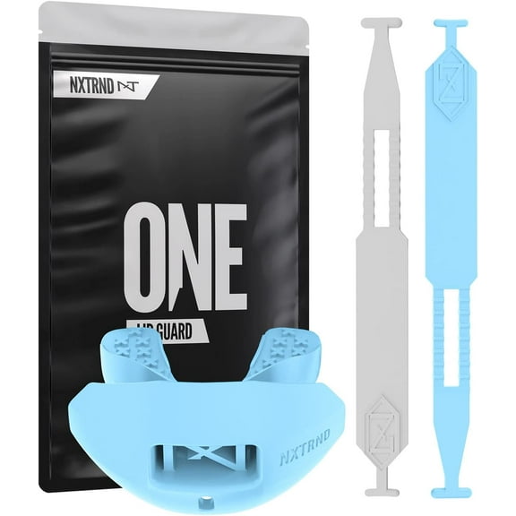 Nxtrnd One Football Mouth Guard, Strap Included, Fits Adult & Youth (Light Blue)