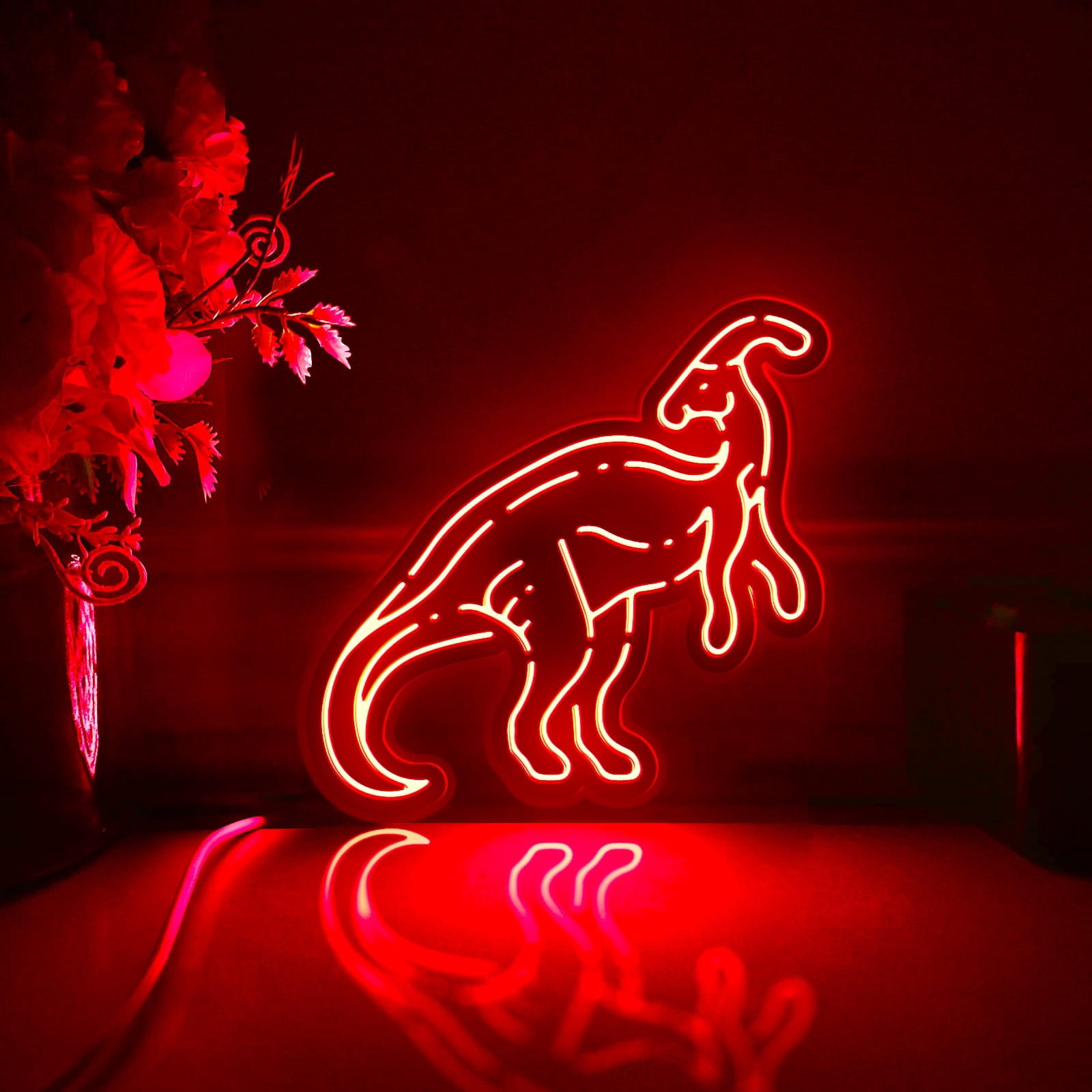 Dinosaur Led Light Box, Dimmable Neon-Like Light Signs USB Power for Wall Decor Bedroom Decoration, Color Flow Effect (WxH) 16"x15"