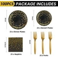 thumbnail image 7 of 100PCS Black and Gold Party Supplies Dots Tableware Set Serves 25, Gold Dots Black Paper Plates with Napkins and Plastic Forks for Birthday Wedding Christmas Cocktail Party Baby Shower, 7 of 7