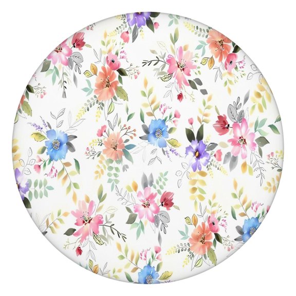 Pioneer Flower Floral Print Pattern Round Fitted Tablecloth with Elastic Edge,Dining Table Cover Waterproof,Outdoor Round Tablecloth for Camping,Dining,Indoor and Outdoor
