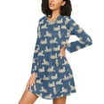 thumbnail image 3 of joogoo Tiger on Blue Women's Long Sleeve Nightgown Sleepwear L, 3 of 8