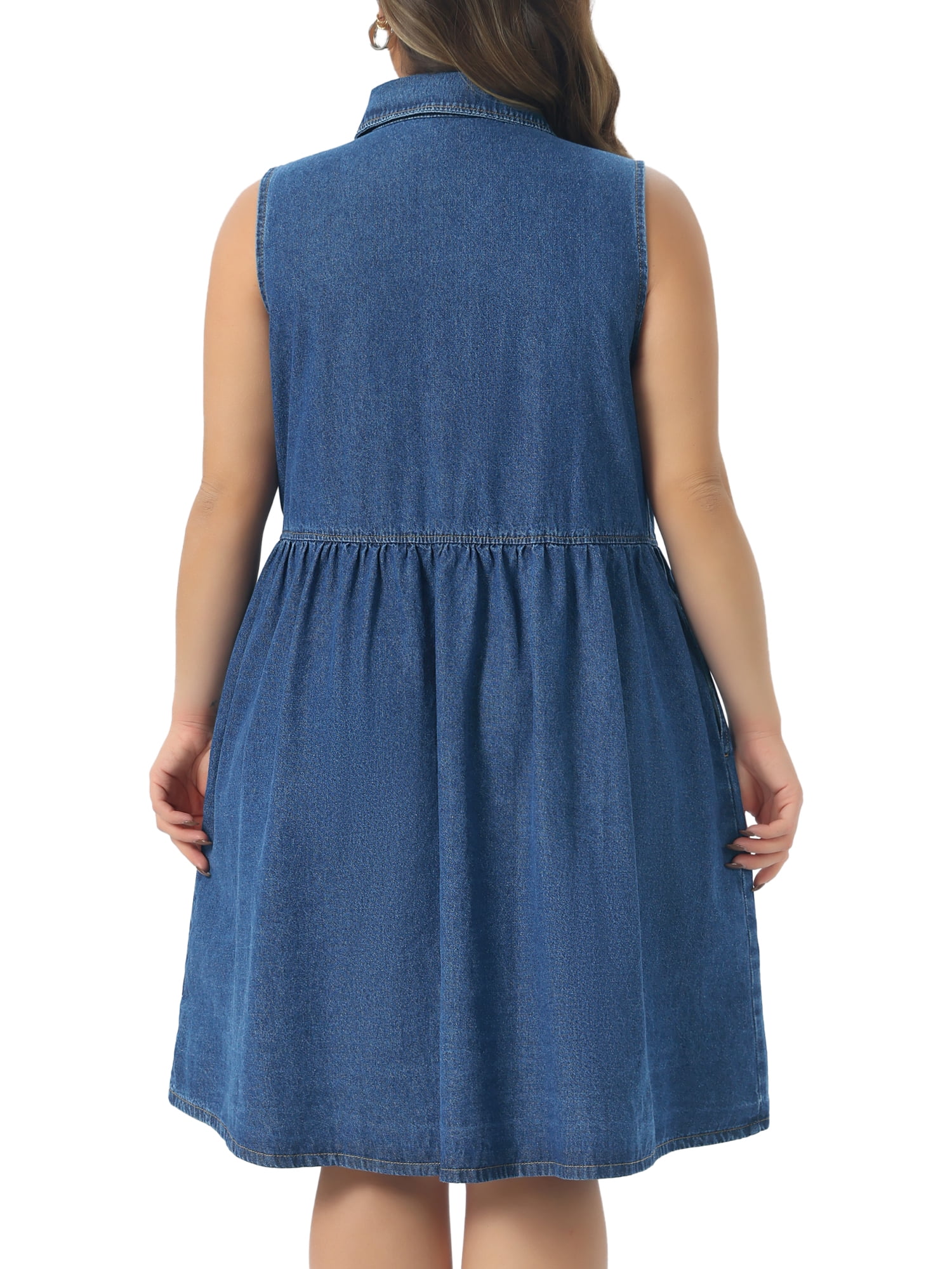 DARING DIVA Women's Plus Denim Dress Sleeveless Babydoll 2X Blue