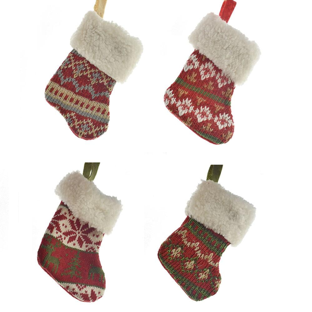 Christmas Mini Traditional Knit Stockings, 6Inch, 4Piece Walmart