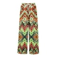 thumbnail image 6 of QIJUNTUO ​Petite Women's Wide Leg Palazzo Pants High Waist Resort Wear Vacation Trousers Flowy Beach Boho Chic Casual Comfort Bottoms​ Green, 6 of 7