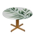 thumbnail image 3 of WERPE Sage Green Minimalist Eucalyptus Leaves Pictures with Elastic Edge Round Tablecloth White, 3 of 7