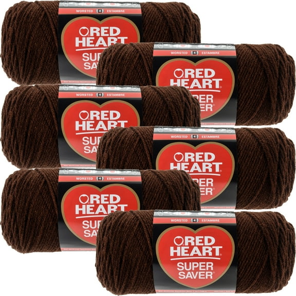 Multipack of 6 - Red Heart Super Saver Yarn-Coffee