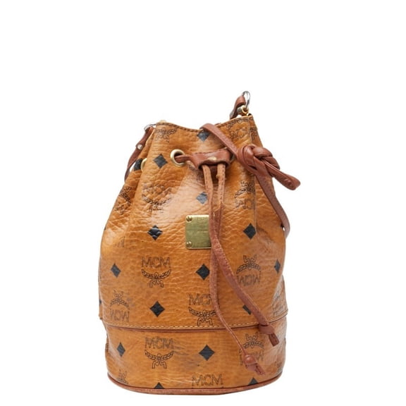 Pre-Owned MCM Visetos Logogram Shoulder Bag in Brown Leather for Women (Fair)