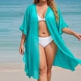 thumbnail image 7 of TEAJOPSUU Women's Kimono Beach Cover up for Summer Loose Bathing Suits Cardigans Casual Flowy Ruffled Swimsuit Cover-Ups Solid Color Green, 7 of 7