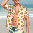 thumbnail image 3 of Fotbe Pumpkin Maple Leaves Hawaiian Shirt for Men Unisex Summer Beach Casual Short Sleeve Cotton Linen Button Down Shirts-XX-Large, 3 of 5