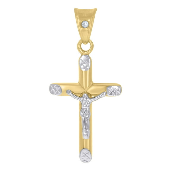 10kt Real Two-Tone Gold Unisex Crucifix Cross Religious Charm Pendant