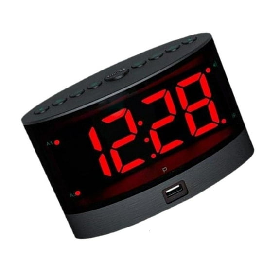 AOOOWER LED Alarm Clock with Wireless Bed Shaker Extra Loud for Heavy Sleepers Adjustable Vibrations Intensity Snoozes Function