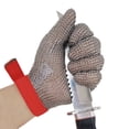 thumbnail image 2 of Guantes resistentes a cortes: ambidiestros, aptos para uso alimentario, alambre de acero inoxidable, malla metálica, nivel de seguridad de carnicero, protección de nivel 5, guantes de trabajo de seguridad para cortar carne Ormromra 2035897-1, 2 of 6