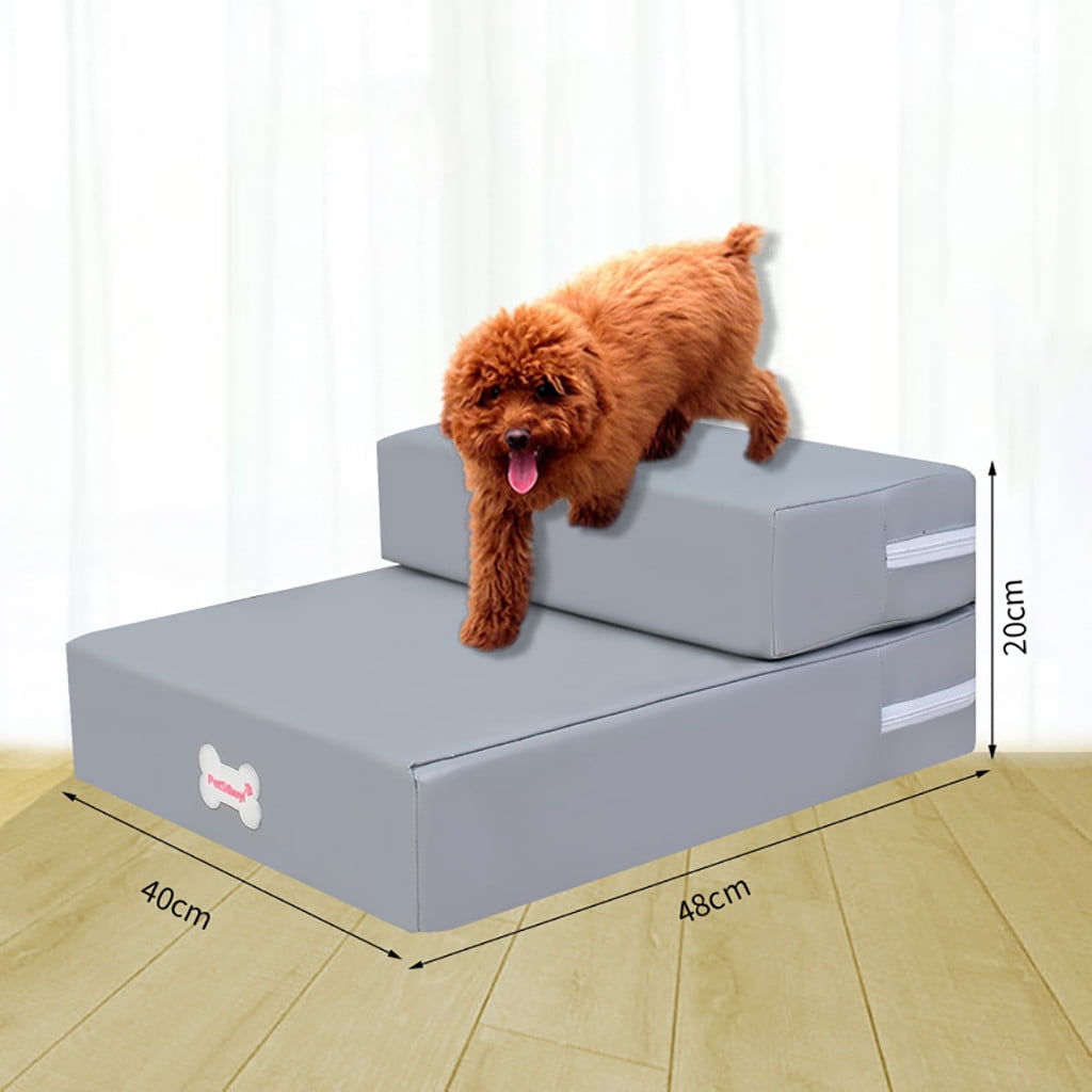 Shldybc Leather Foldable Pet Stairs Detachable Pet Bed Dog Ramp 2 Steps
