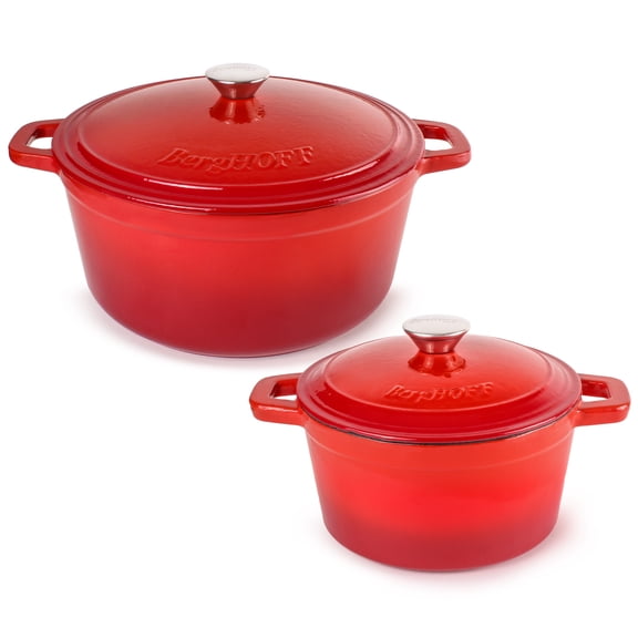 BergHOFF Neo 4pc Cast Iron Cookware Set, 3qt. & 7qt., Red