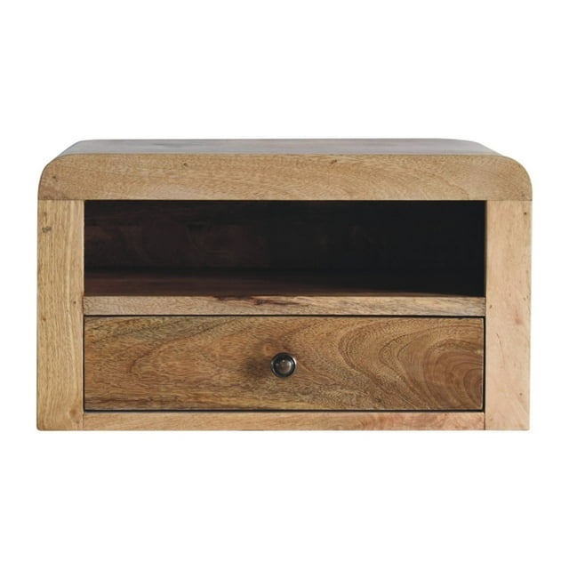 Artisan Furniture Solid Wood Chunky Oak-ish Floating Bedside