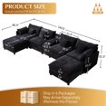 thumbnail image 2 of ShiKeyi Oversided 145" U Shaped Cloud Couch Sectional, DeepSeat Sofa Bed with USB Charging, Hidden Storage, Cup Holders & Chenille Double Chaise, Black, 2 of 6