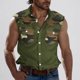 thumbnail image 3 of Camisas de Cuello para Hombres, Moda Casual Día de la Independencia Imprimir Turndown Bolsillos sin Mangas Tanque Deportivo, 3 of 5