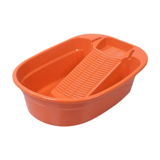 Lavabo de mano para lavar ropa con tabla de lavar Ropa antideslizante para lavar ropa Tabla de lavar para blusas Pantalones naranja