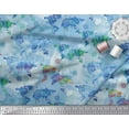 thumbnail image 2 of Soimoi Blue Rayon Fabric Direction Compass & World Map Print Fabric by the Yard 56 Inch Wide, 2 of 3
