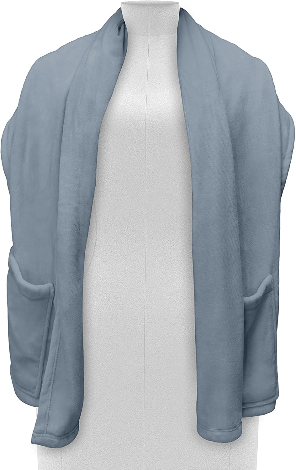 Serta Luxe Electric Heated Warming Cuddler Wrap with Pockets Sapphire