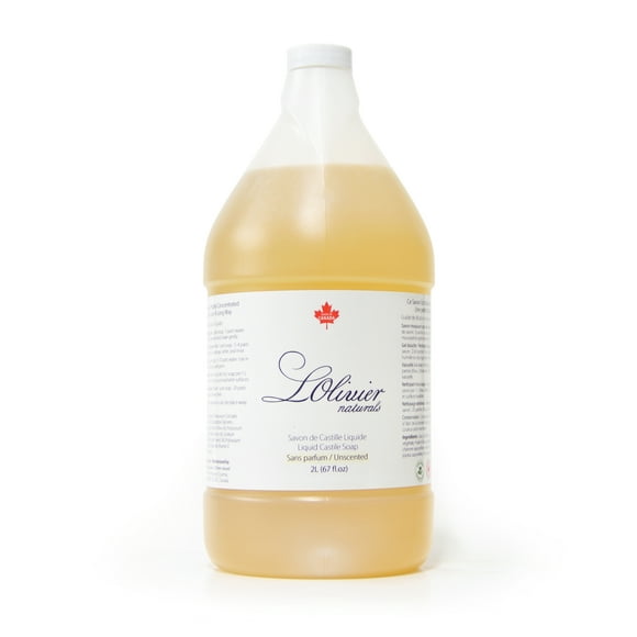 Liquid Castile Soap Unscented – Made in Canada – Pure, Gentle, All-Natural Soap – For Face, Body, Baby & Home – 67.5 oz Bottle (2000 ml) - L'Olivier Naturals