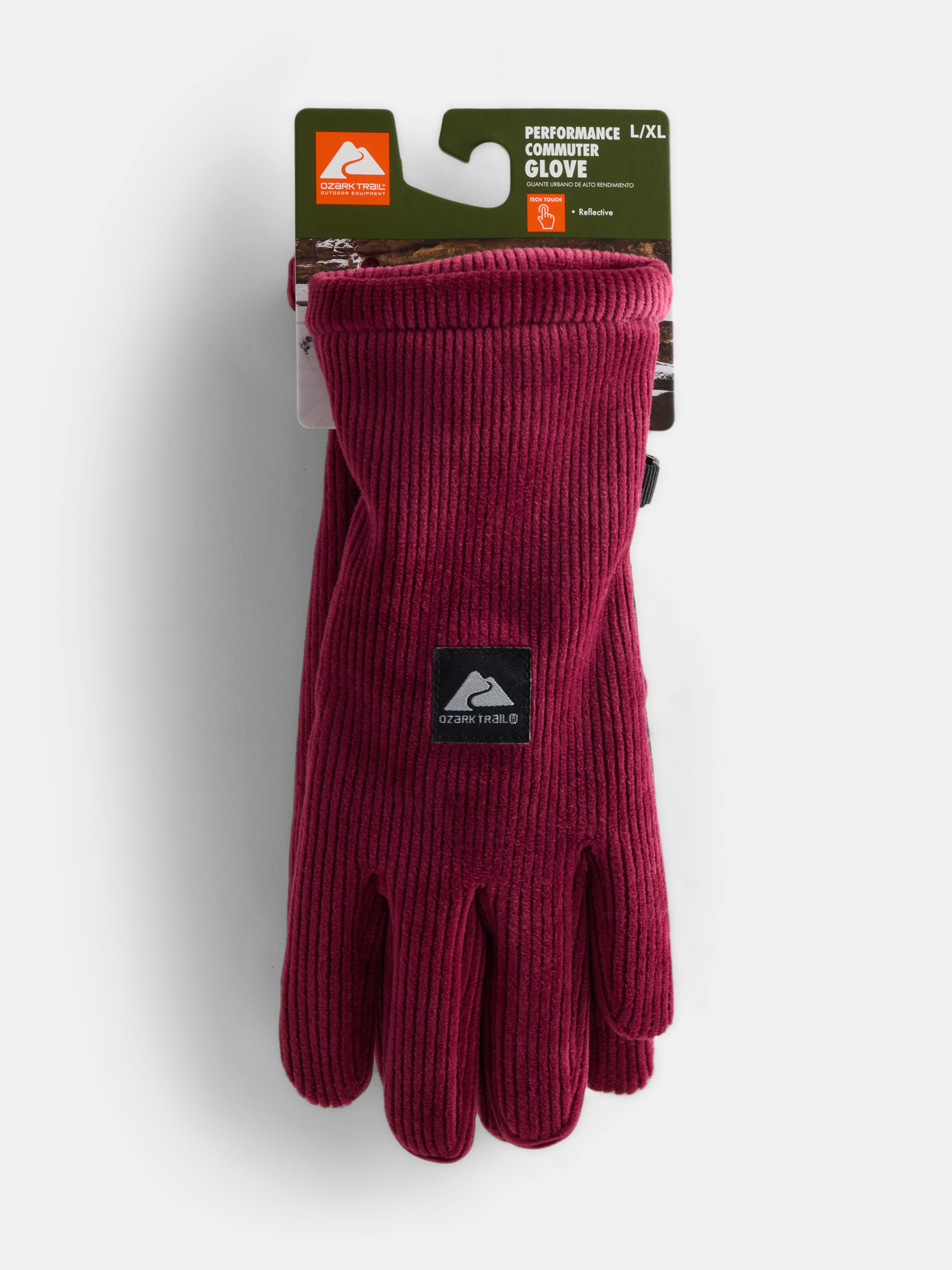 Ozark Trail Women's Corduroy Commuter Ski Gloves, Red Pomegranate, L/XL