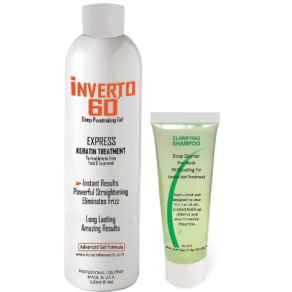 KERATIN RESEARCH INVERTO 60 Formaldehyde-Free Brazilian Keratin Hair Treatment Straightening Complex Blowout Treatment Natural Organic Results Keratina Brasilera Alisar el Pelo (4oz 1oz)