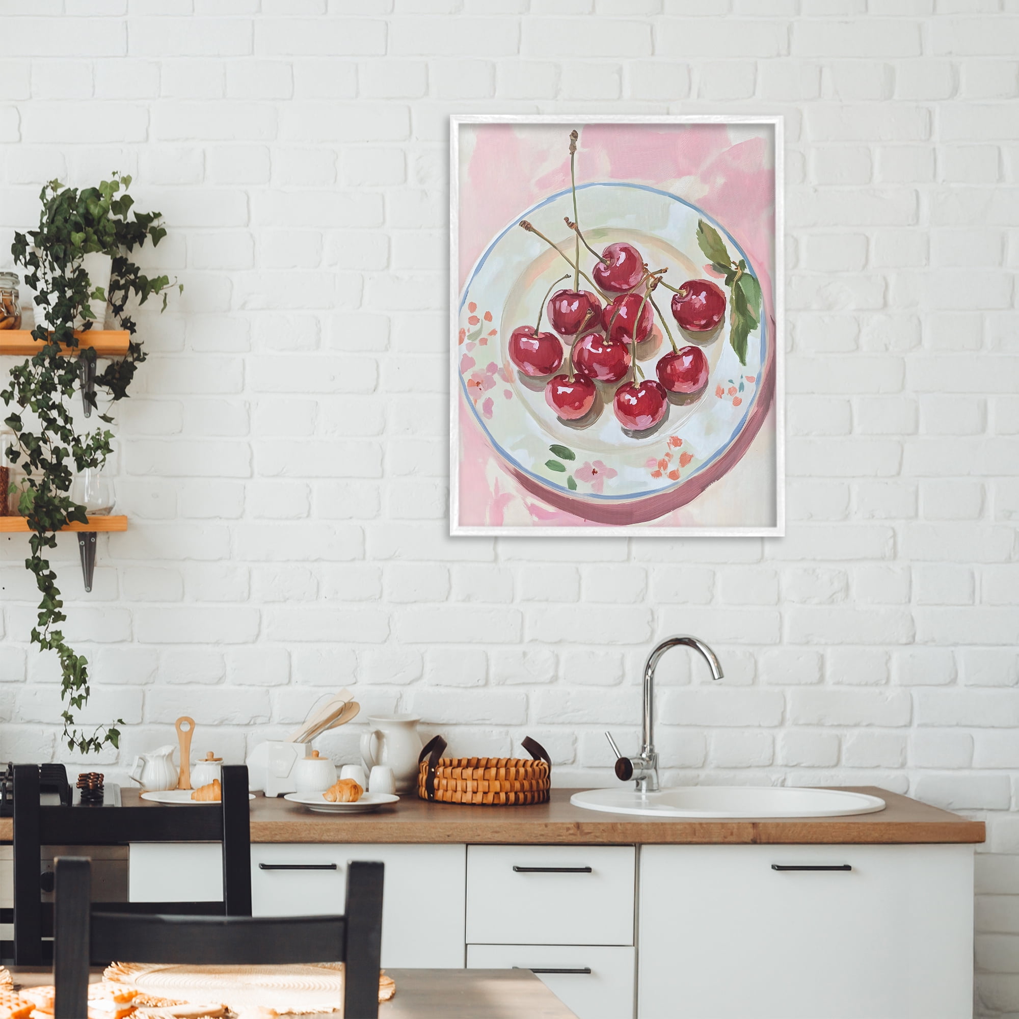 Stupell Industries Plate of Summer Cherries White Framed Giclee Art, design by The Prints Vibe