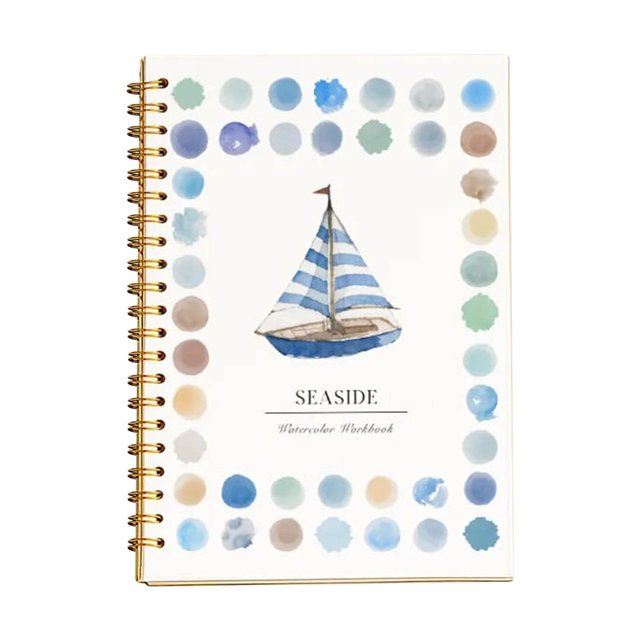 Cuaderno de acuarelas | Libro tutorial de pintura para principiantes | Guía paso a paso con 12 ilustraciones ligeramente dibujadas | Papel de 120 libras | 6,5"x9" | Encuadernación Lay-Flat | Regalo