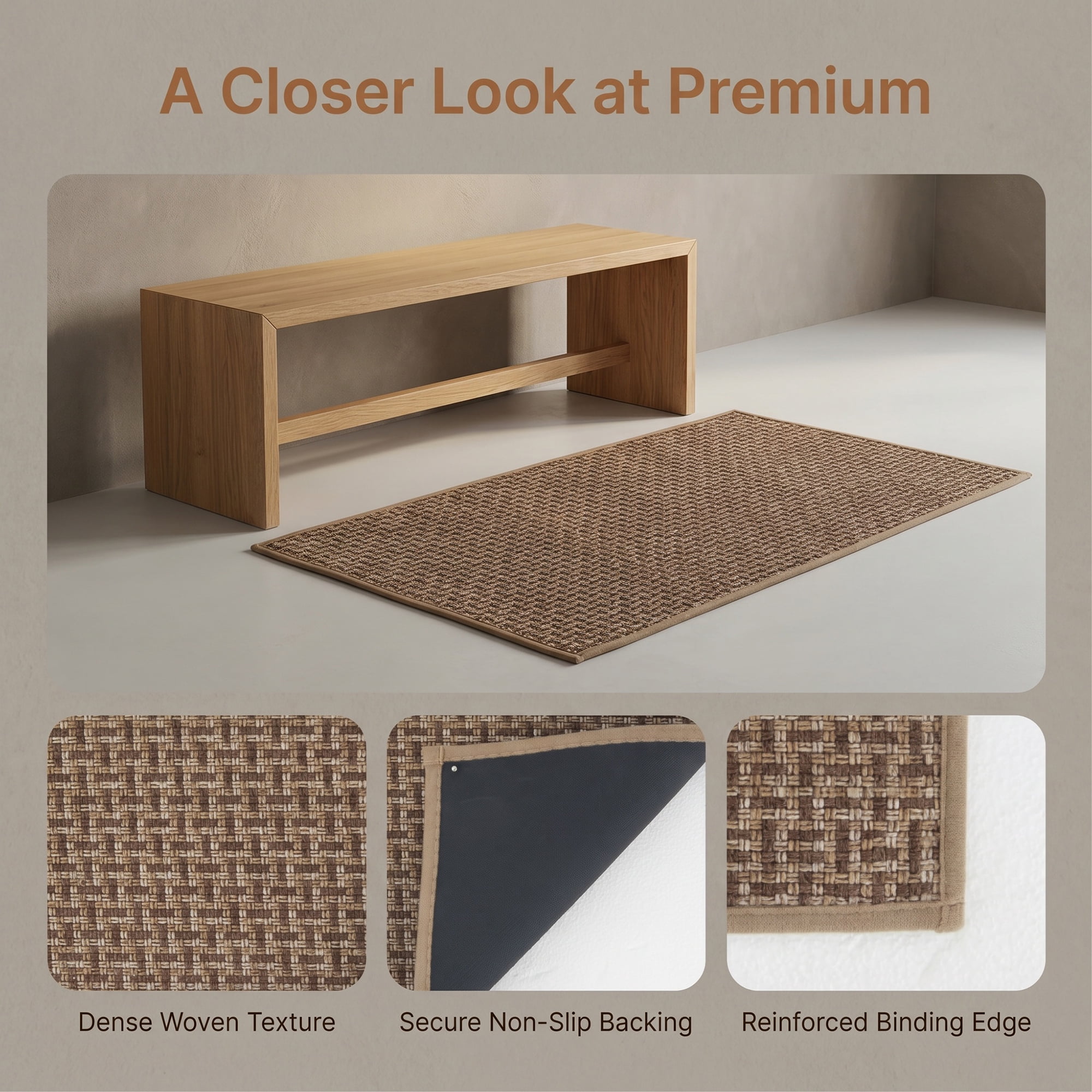 Unique Bargains Geometric Kitchen Rugs Absorbent Cotton Blend Runner Rug Khaki 30" x 18"