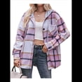 thumbnail image 3 of Camisa Clásica A Cuadros de Larga con Capucha para Mujer, Chaqueta Informal con Botones, Cárdigan de Lana y Bolsillos Laterales. Rosa S, 3 of 10
