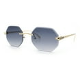 thumbnail image 4 of Bevel Octagonal Gangster Rimless Jaguar Head Hinge Showy Sunglasses Gold - Smoke, 4 of 7