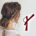 thumbnail image 2 of Unique Bargains 1 Pc Simple Solid Bow Ribbon Hair Elastic Band for Home Wine Red, 2 of 5