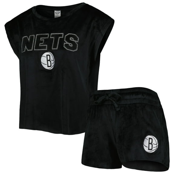 Women's Concepts Sport Black Brooklyn Nets Intermission Top & Shorts Sleep Set