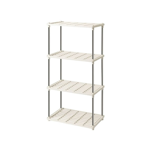 Dvruxg 4 Tier Plastic and Metal Freestanding Shelf Bathroom Organizer, Shelving Unit Storage Rack Organizer for Home, Garage, Basement, Shed and Laundry Room