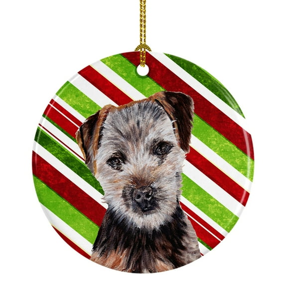 Carolines Treasures SC9807CO1 Norfolk Terrier Puppy Candy Cane Christmas Ceramic Ornament 3 in multicolor