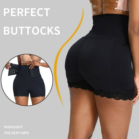 

FREE SHIPPING-Women Tummy Control High Waisted Body Shaper Breech Pants Shorts Lace Shapewear shorts for women biker workout casual Black