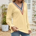 thumbnail image 4 of Scyoekwg Womens Tops Long Sleeve Trendy Womens Clothes V-Neck Eyelet Tops Crochet Lace Trim Elegant Shirts Solid Color Vintage Casual Fall Clothes Lightweight Loose Blouses, 4 of 4